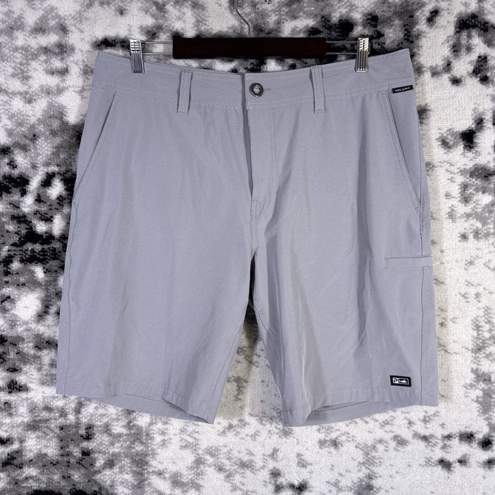 Pelagic Shorts Mens Size 36 Gray Performance Stretch Fishing Cargo Pocket